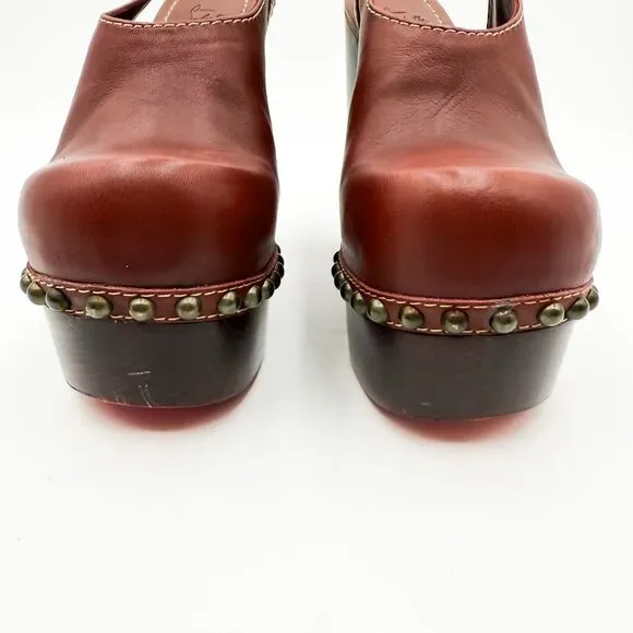 Christian Louboutin Joan Platform Wooden Heels Studded Clogs EU 38 US 8 - Picture 3 of 11